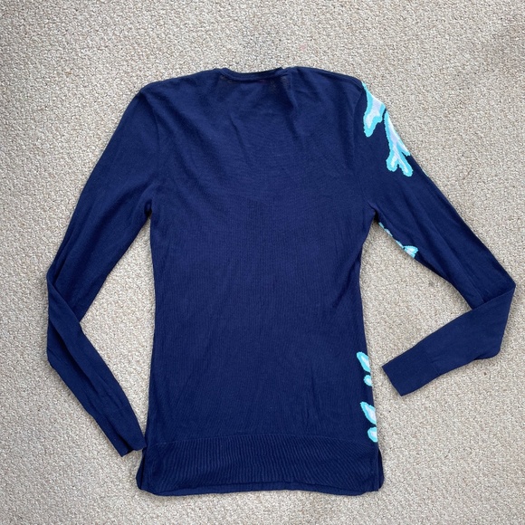 Lilly Pulitzer Ainsley Sweater True Navy Coral Size Small - Picture 4 of 5